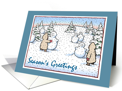 Snowmen and Kids - Snow - Season's Greetings - card (836374)
