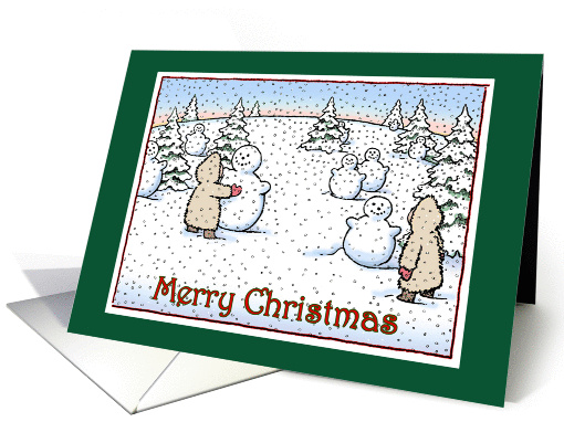 Snowmen and Kids - Snow at Christmas - White Christmas card (836376)