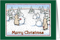 Snowmen and Kids - Snow at Christmas - White Christmas card