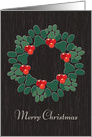 Merry Christmas Pet Paw Print Wreath card