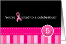 5 Year Cancer Free Celebration Pink Ribbon Party Invitation card