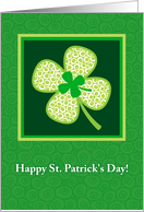 Happy St. Patrick’s Day, Cute Patterned Shamrock card
