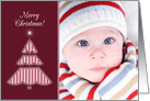 Customizable Christmas Photo Card with Red Graphic Tree card