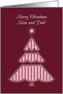 Merry Christmas Mom and Dad, Lace & Stripes Tree card