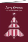 Merry Christmas Hair Stylist, Lace & Stripes Tree card