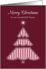 Merry Christmas Nanny, Lace & Stripes Tree card