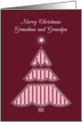 Merry Christmas Grandma & Grandpa, Lace & Stripes Tree card