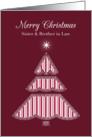 Merry Christmas Sister & Brother in Law, Lace & Stripes Tree card