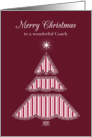 Merry Christmas Coach, Lace & Stripes Tree card