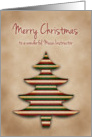 Merry Christmas Music Instructor, Scrapbook Style Tree card