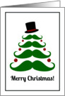 Merry Christmas Mustache Tree Holiday Card