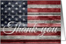 Veteran’s Day Thank You, American Flag on Distressed Wood card