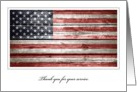 Veterans Day, Thank You with Rustic American Flag card