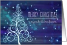 Merry Christmas Grandparents, Swirled Tree & Bokeh Lights card