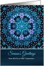 Customizable Season’s Greetings, Blue Boho Snowflake Design. card