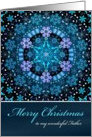 Merry Christmas Father, Blue Boho Snowflake Design. card