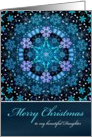 Merry Christmas Daughter, Blue Boho Snowflake Design. card