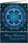 Merry Christmas Aunt & Uncle, Blue Boho Snowflake Design. card