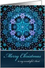 Merry Christmas Aunt, Blue Boho Snowflake Design. card