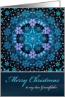 Merry Christmas Grandfather, Blue Boho Snowflake Design. card
