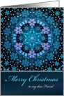 Merry Christmas Dear Friend, Blue Boho Snowflake Design. card