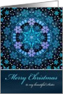 Merry Christmas Sister, Blue Boho Snowflake Design. card