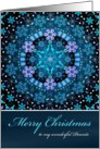 Merry Christmas Parents, Blue Boho Snowflake Design. card