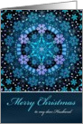 Merry Christmas Husband, Blue Boho Snowflake Design. card