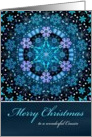 Merry Christmas Cousin, Blue Boho Snowflake Design. card