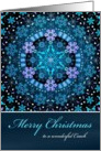 Merry Christmas Coach, Blue Boho Snowflake Design. card