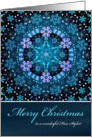 Merry Christmas Hair Stylist, Blue Boho Snowflake Design. card