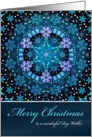 Merry Christmas Dog Walker, Blue Boho Snowflake Design. card