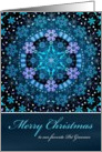 Merry Christmas Pet Groomer, Blue Boho Snowflake Design. card