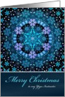 Merry Christmas Yoga Instructor, Blue Boho Snowflake Design. card