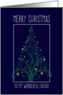 Merry Christmas Father, Colorful Tree Swirls card