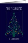Merry Christmas Cousin, Colorful Tree Swirls card