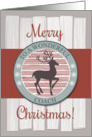 Merry Christmas Coach with Rustic Fence & Reindeer card