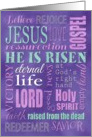 Easter Christian Word Collage, Purple and Blue card