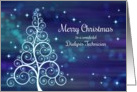 Merry Christmas Dialysis Technician, Swirled Tree & Bokeh Lights card