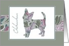 Chihuahua in Sage & Blush Abstract Garden Pattern Blank Note card