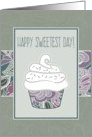 Sweetest Day, Cupcake in Sage & Blush Abstract Garden Pattern card