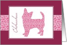 Chihuahua in Pink Leafy Pattern, Blank Note card