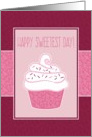 Sweetest Day Cupcake in Pink Leafy Pattern card