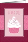 Thank You Cupcake in Pink Leafy Pattern card