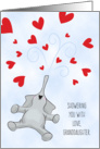 Granddaughter Valentine’s Day Elephant, Showering You with Love card