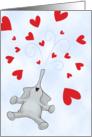 Valentine’s Day Elephant with Showers of Hearts card