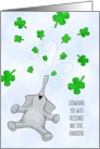 Grandson, St. Patrick’s Day Love & Blessings, Shamrock Elephant card
