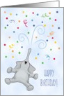 Happy Birthday! Elephant Showering Colorful Confetti card