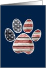 Patriotic Dog, American Flag Paw Print card
