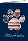 July 4th, American Flag Dog Paw Print, Celebrate Freedom card